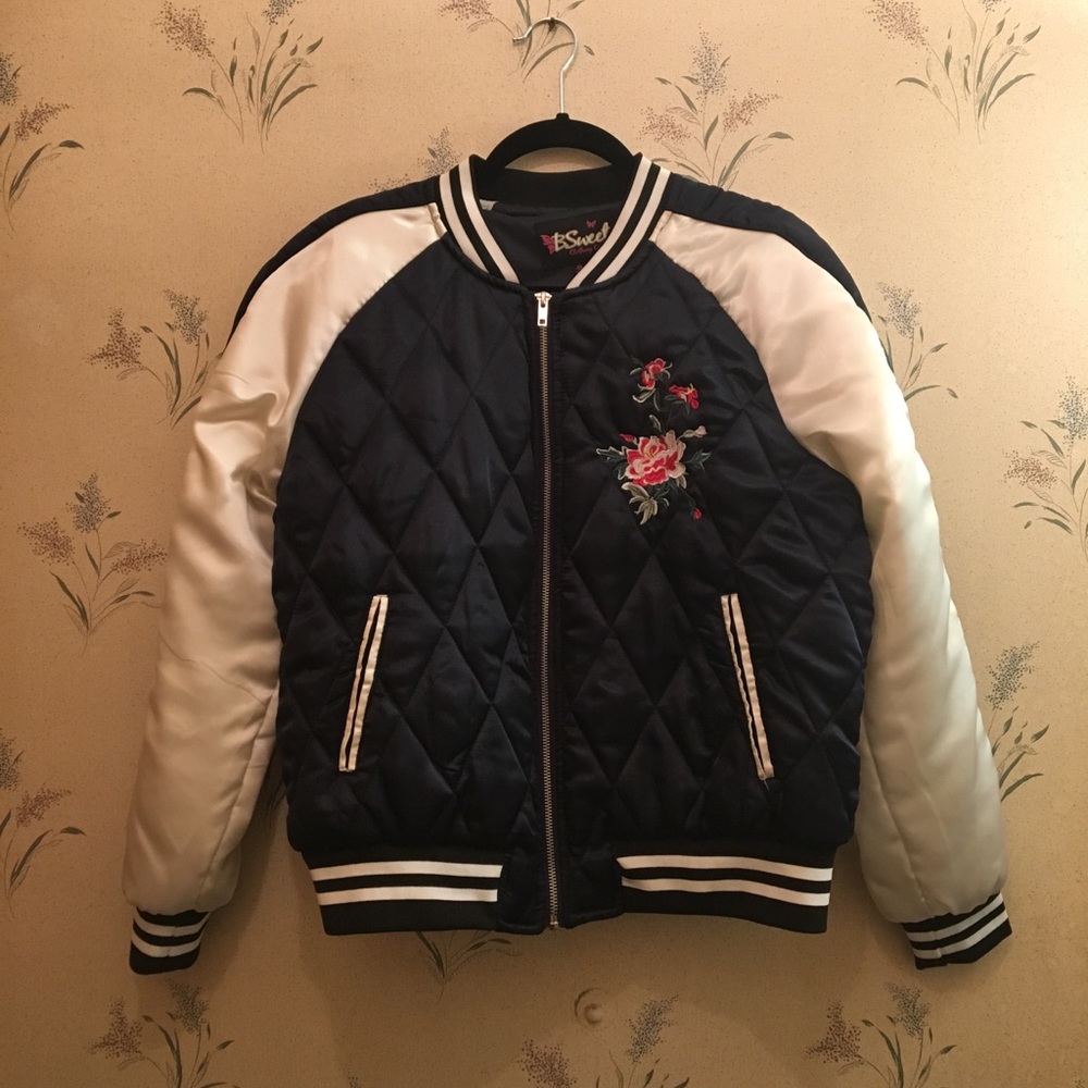 Navy blue bomber jacket